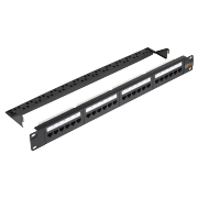 Патч-Панель 19" Nikomax, 24 гнезда RJ-45, CAT5e, неэкранированная, с органайзером, черная - 