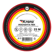 Изолента ПВХ 15 мм x 25 м KRANZ, красная - 