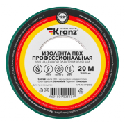 Изолента ПВХ профессиональная 0.18 x 19 мм х 20 м KRANZ, зеленая - 