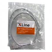 Патчкорд UTP 0.5 м Cu X-Line, CAT5е, серый, литой, LSZH