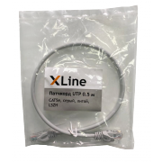 Патчкорд UTP 0.5 м X-Line, CAT5е, серый, литой, LSZH - 