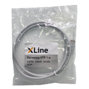 Патчкорд UTP 1 м X-Line, CAT5е, серый, литой, LSZH