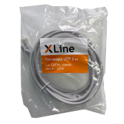 Патчкорд UTP 2 м Cu X-Line, CAT5е, серый, литой, LSZH - 