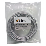 Патчкорд UTP 5 м X-Line, CAT5е, серый, литой, LSZH - 